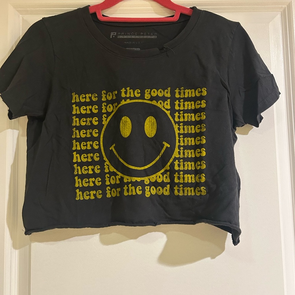 Prince Peter Collection Black Tee with Yellow Smiley